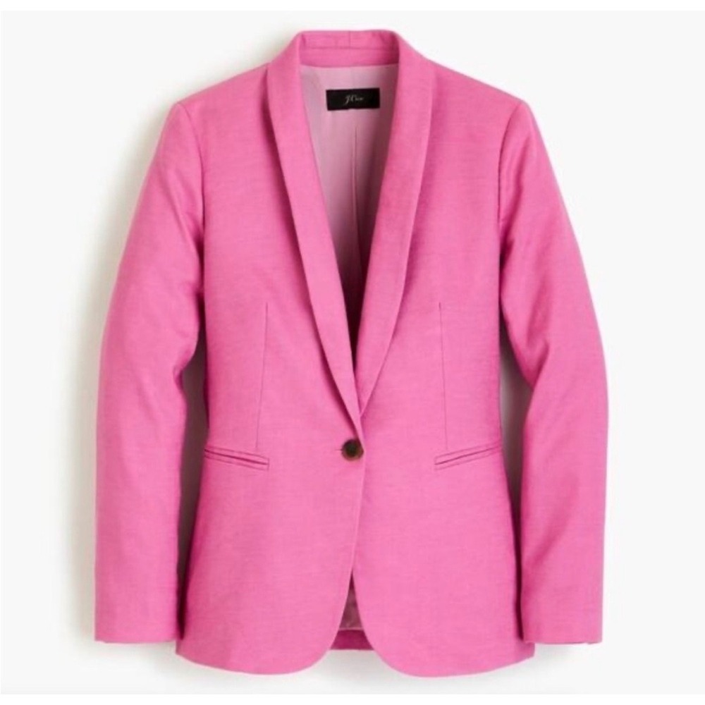 J. Crew Parke Stretch Linen Blazer in Pink 4 One Button Double Breasted Career